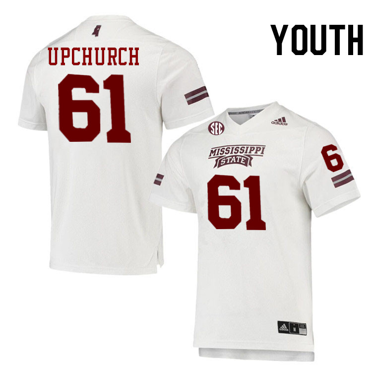 Youth #61 Karsten Upchurch Mississippi State Bulldogs College Football Jerseys Stitched-White